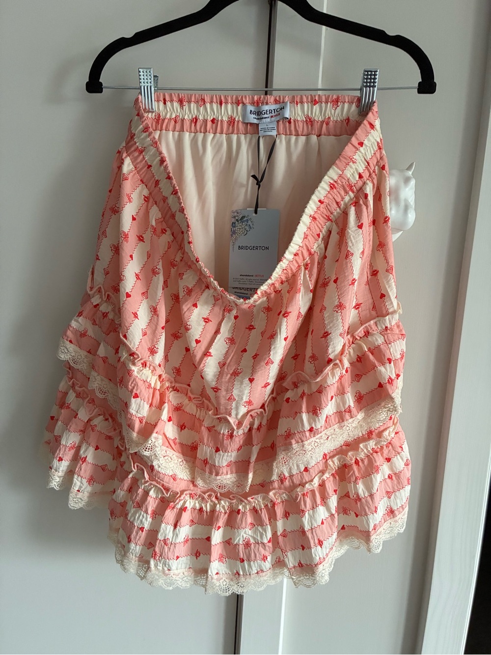 Bridgerton Pink Cream Mini Skirt